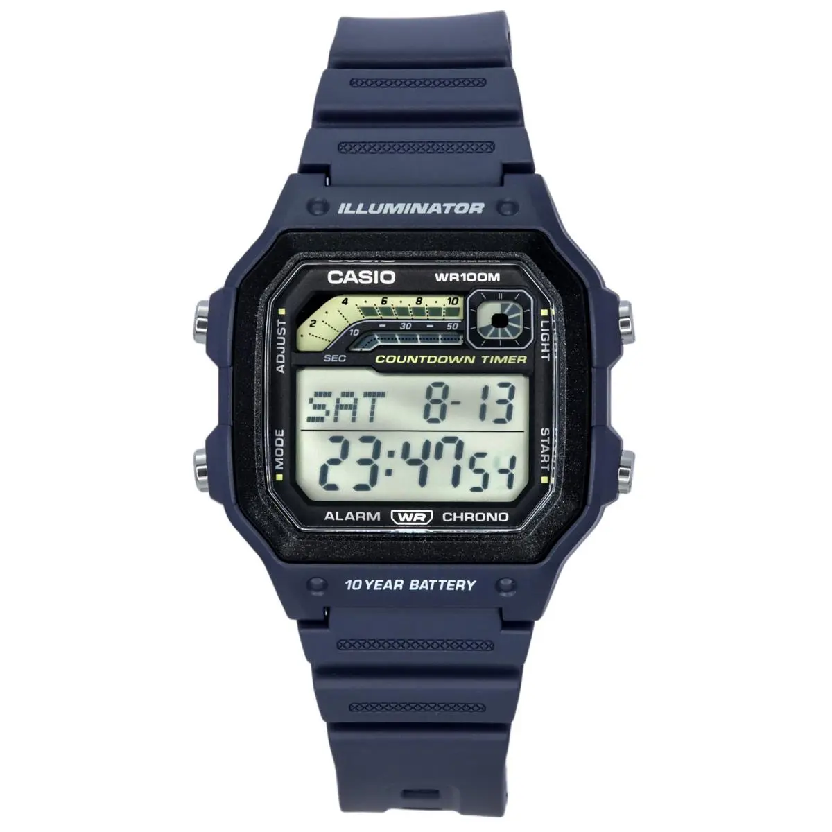 Casio Standard Digital Blue Resin Strap Quartz WS-1600H-2A 100M Men`s Watch