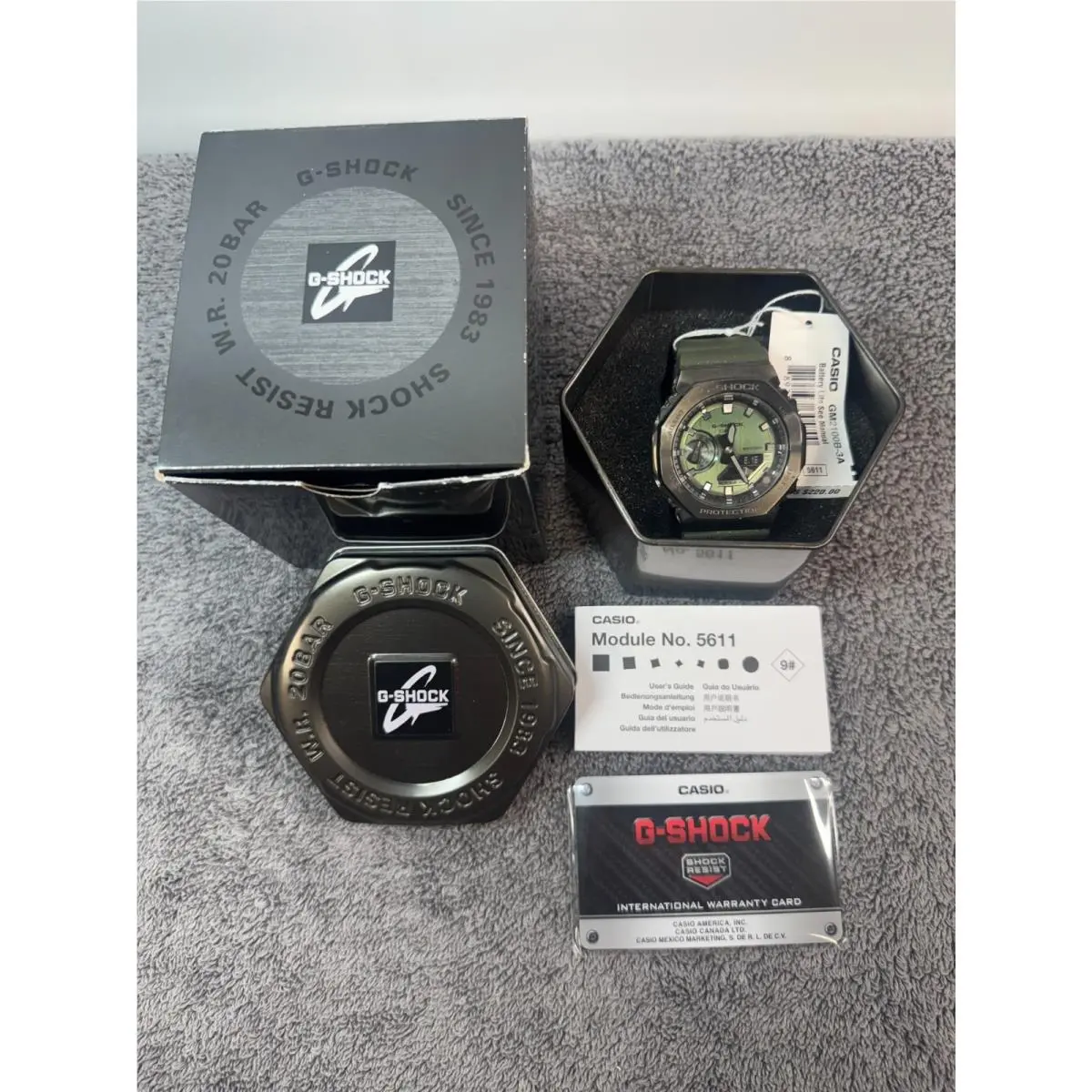 G-shock G-steel Green Dial Green ak Watch GM2100B-3A Box Papers by Casio