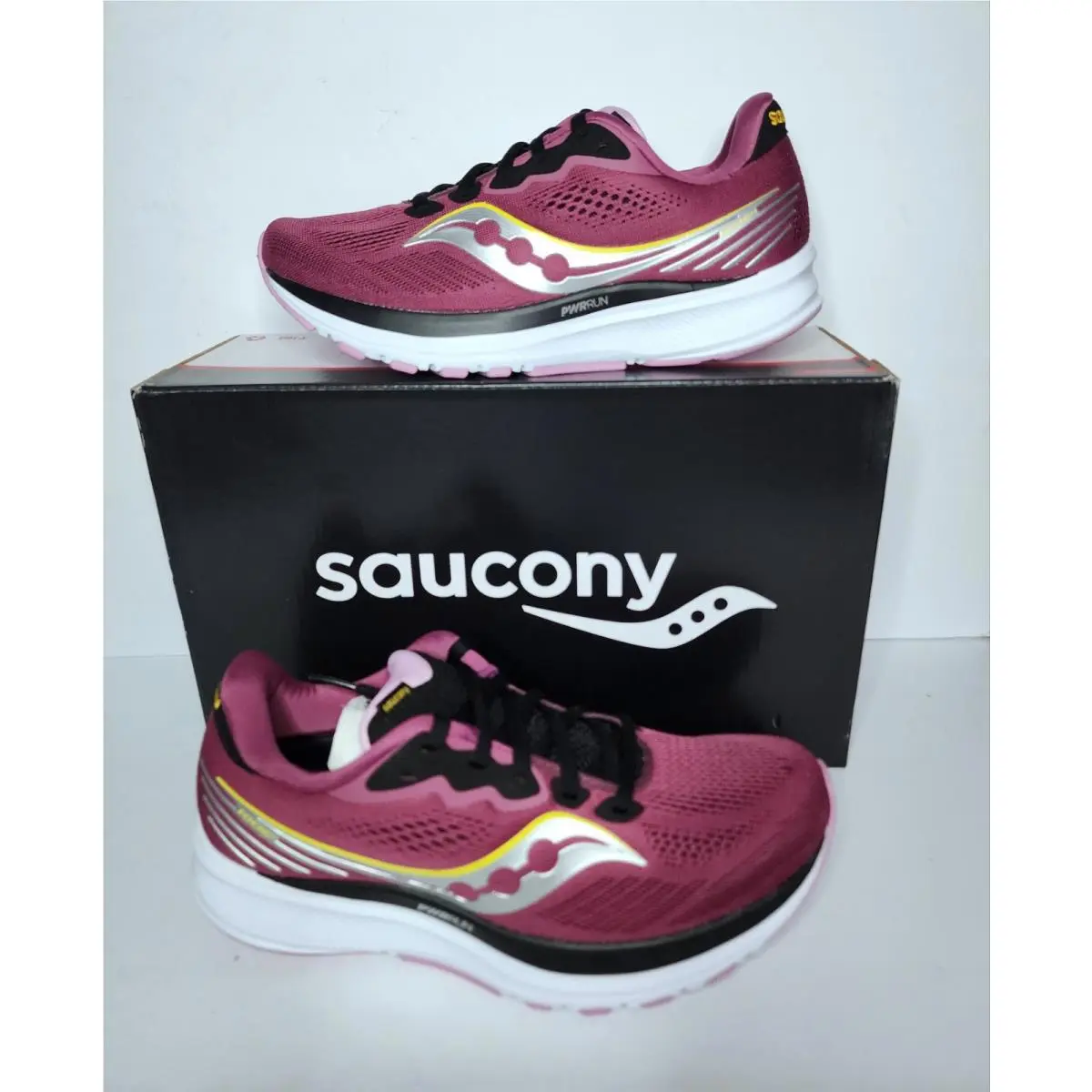 Saucony Ride 14 Running Shoes S10650-18 Quartz Vizigold Violet Women`s Size 7.5