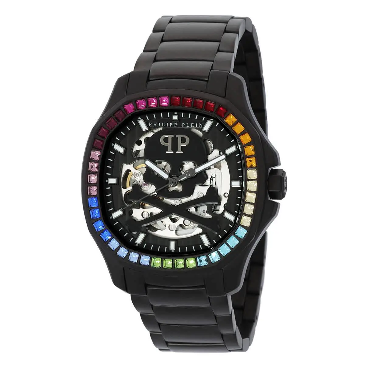 Skeleton Spectre Automatic Crystal Black Dial Men`s Watch by Philipp Plein