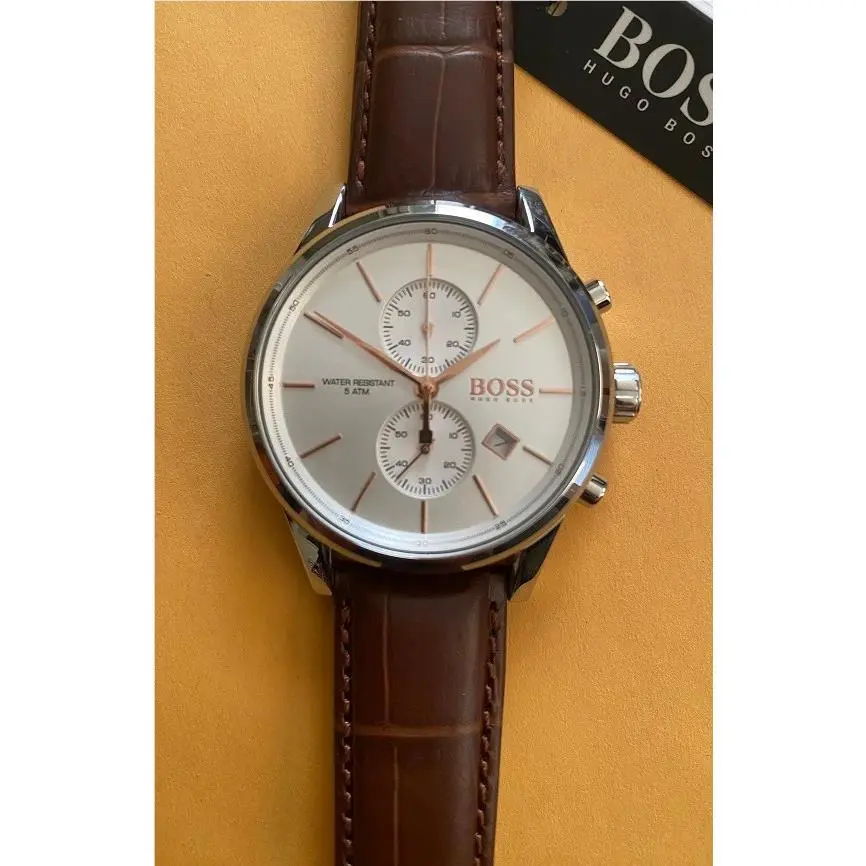 Hugo Boss Jet 1513280 Men`s Chronograph Date Brown Leather Strap