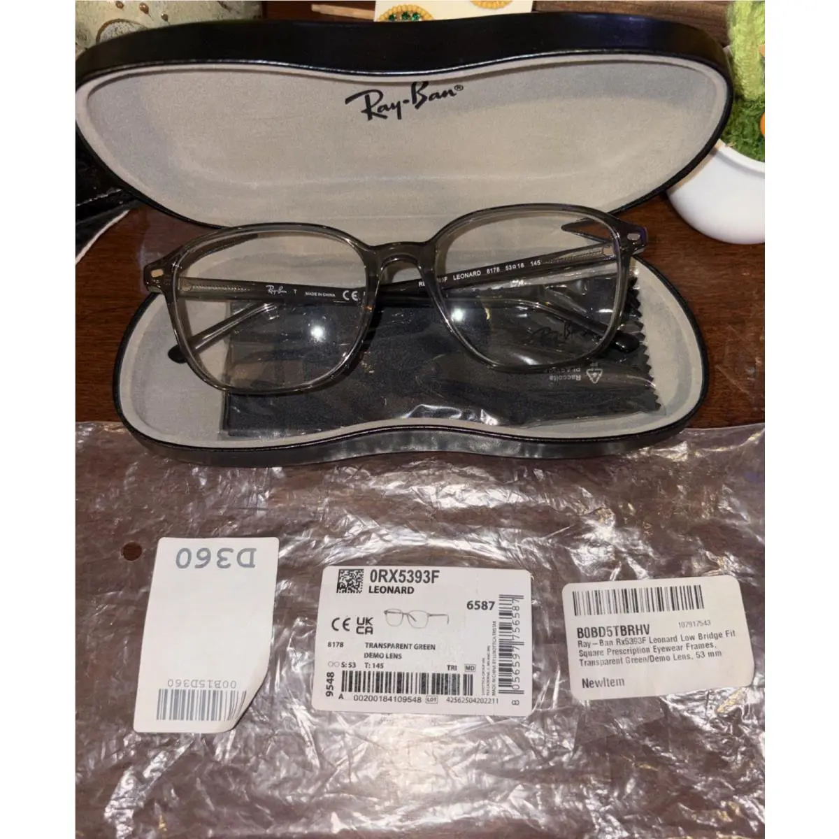 Rayban Leonard Low Bridge Fit Eyewear Frames RX5393F Trans Green