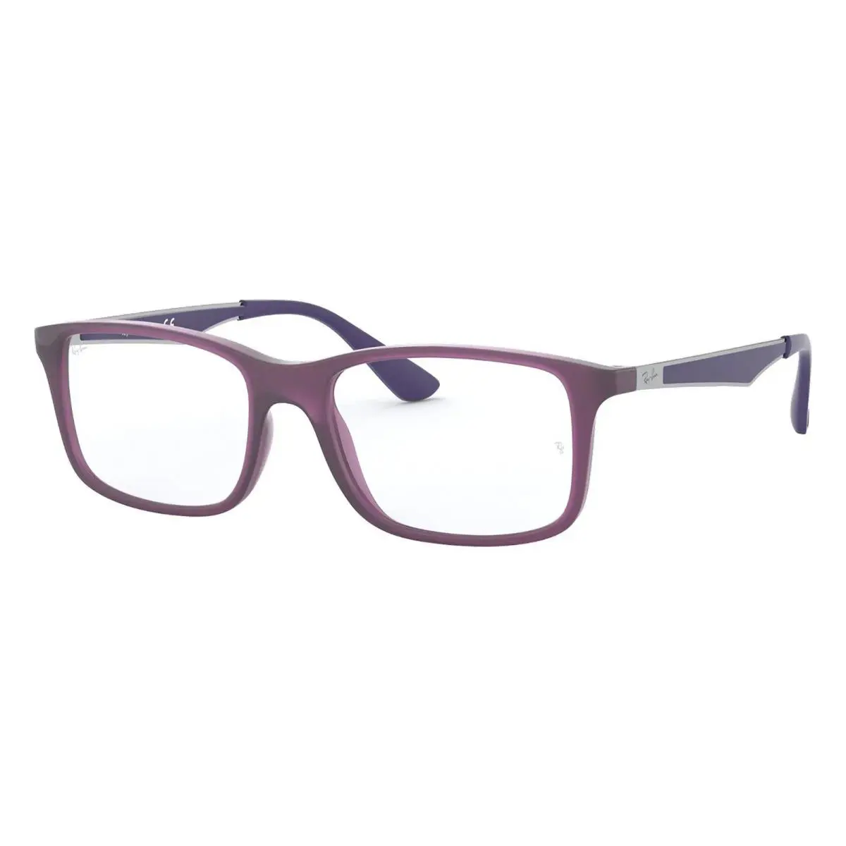 Ray-ban Junior RB 1570 3790 Matte Violet/blue Temple Eyeglasses 47-16 - Frame: MATTE VIOLET WITH SILVER BLUE TEMPLES