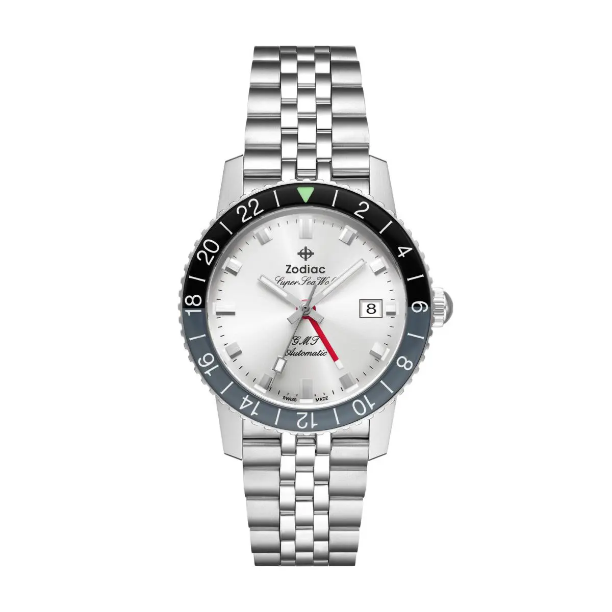 Zodiac Super Sea Wolf Gmt Automatic Silver Dial Wristwatch ZO9415