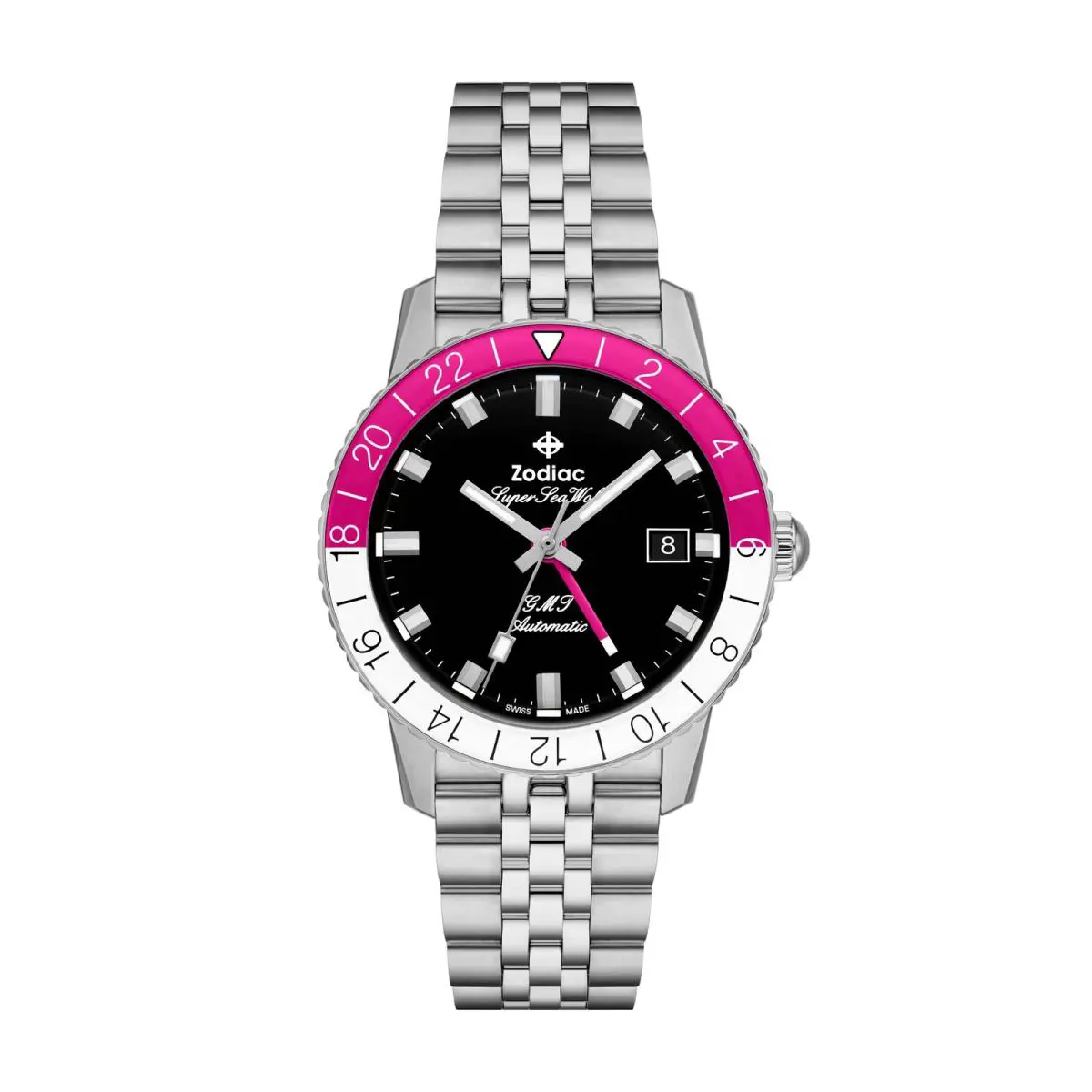 Zodiac Super Sea Wolf Gmt Automatic Black Dial Wristwatch ZO9416