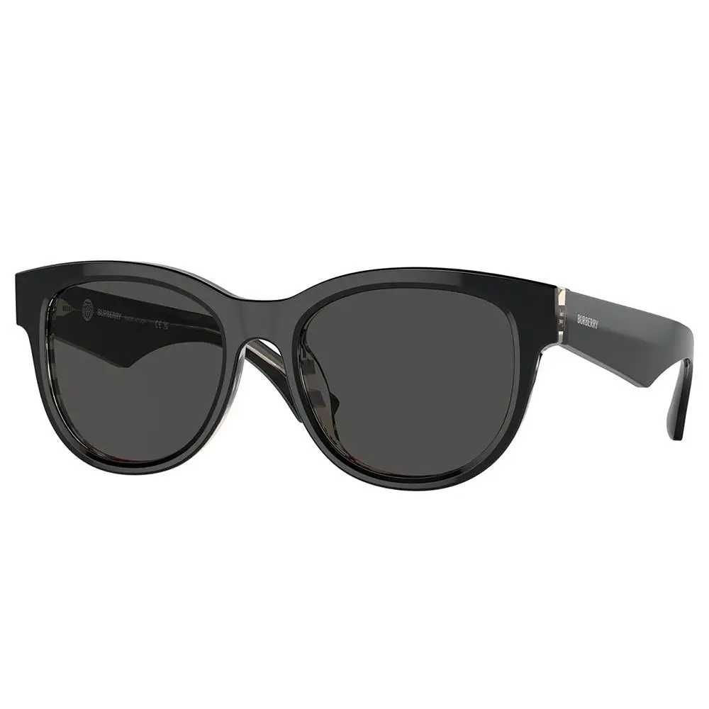 BE 4432U 412187 Black on Vintage Check Plastic Sunglasses Grey Lens by Burberry