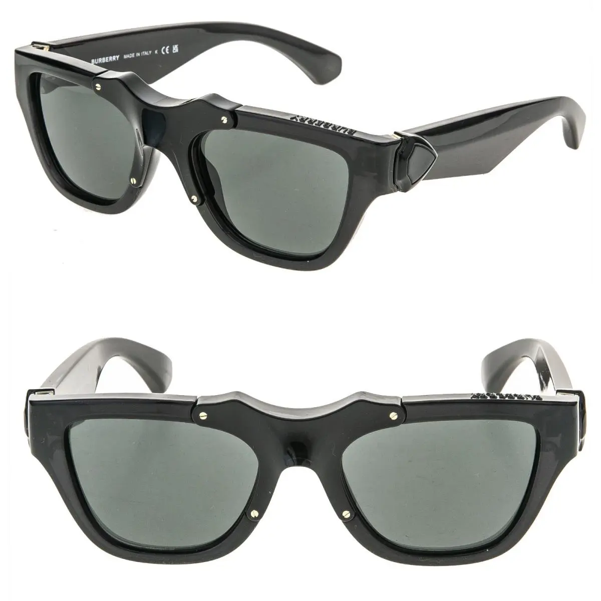 Burberry BE4445U 4445 Black Squared Pilot Designer Sunglasses Unisex