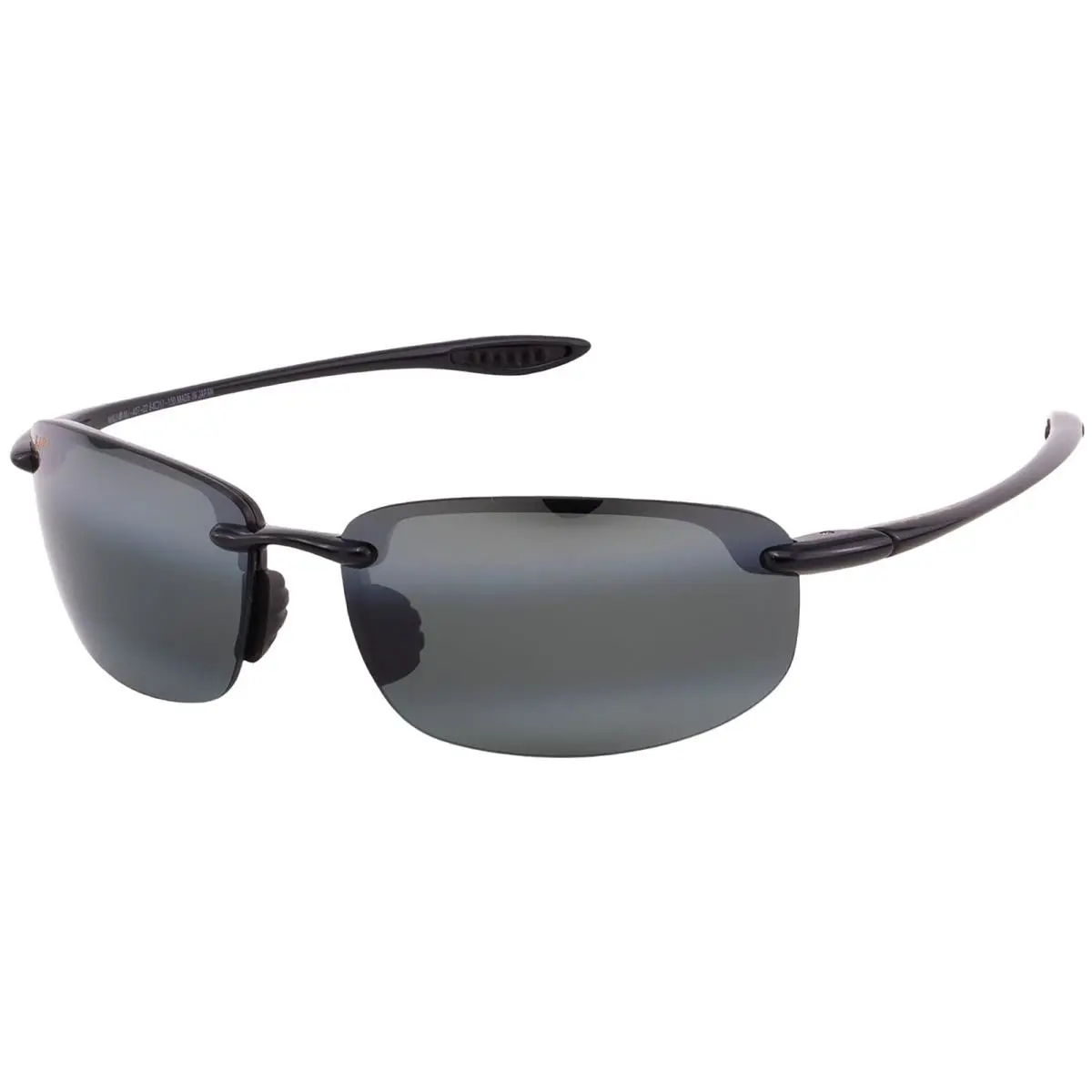 Ho`okipa Polarized Semi-rimless Sport Wrap Sunglasses - MJ407 - Japan Gloss Black/Neutral Grey (02) by Maui Jim