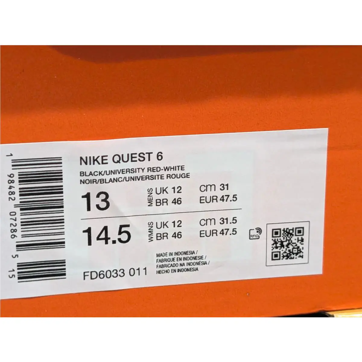 Nike shoes - Nike Quest 6 - Quest - FD6033-011 - Black/Red/White 8