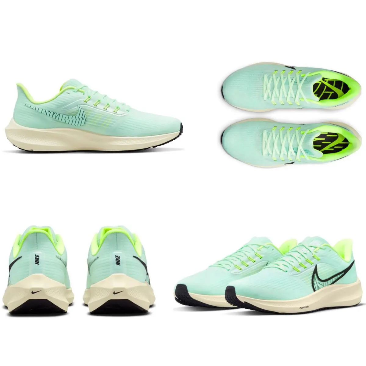 Nike Men`s Air Zoom Pegasus 39 Barely Green - Mint Running Shoes Multi Size - Barely Green, Black, Volt, Mint