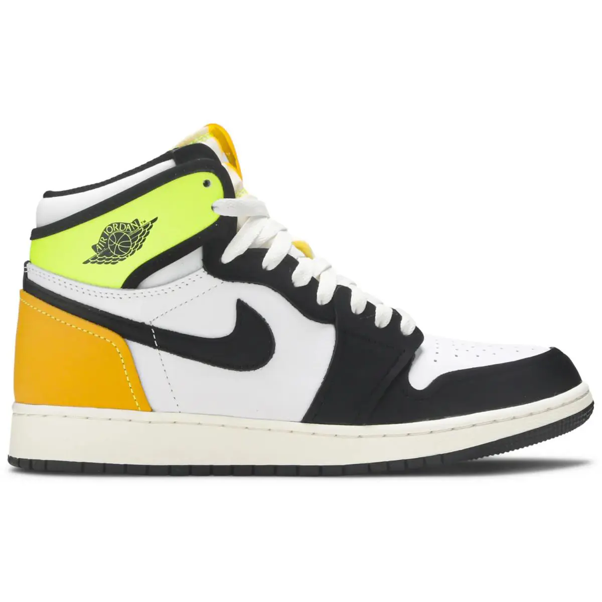 Grade School Nike Air Jordan 1 Retro High OG `volt Gold` 575441 118 - White/Volt/University Gold/Black