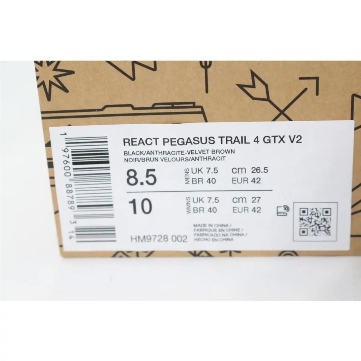 React Pegasus Trail 4 Gore-tex Black Anthracite HM9728-002 Men`s 8.5/9/9.5 by Nike