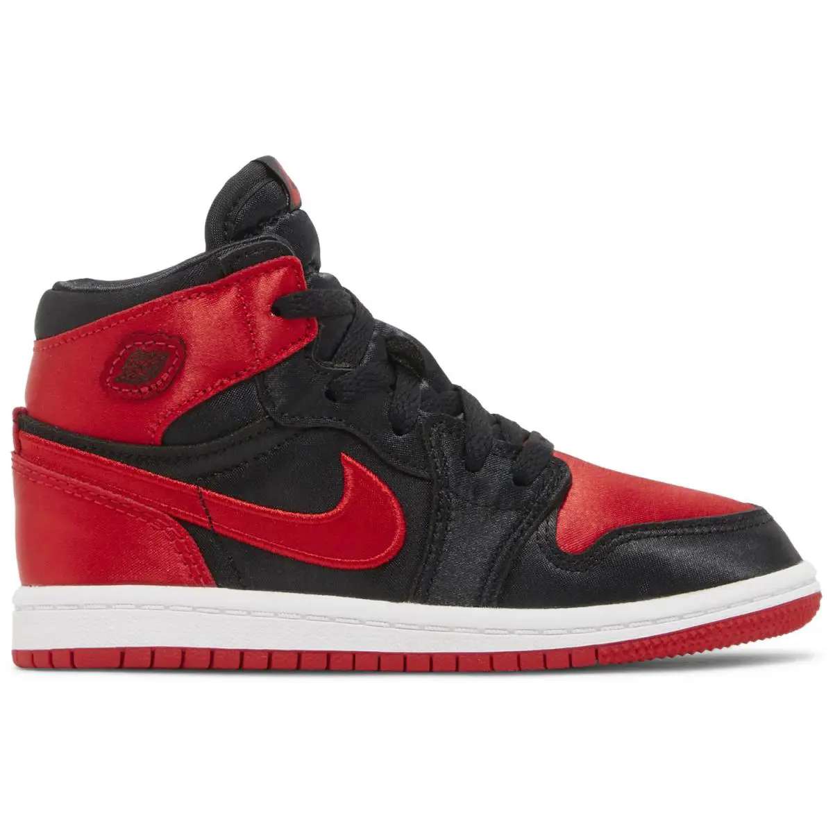 Preschool Size Nike Air Jordan Retro 1 High OG `satin Bred` 2023 - Black/University Red/White