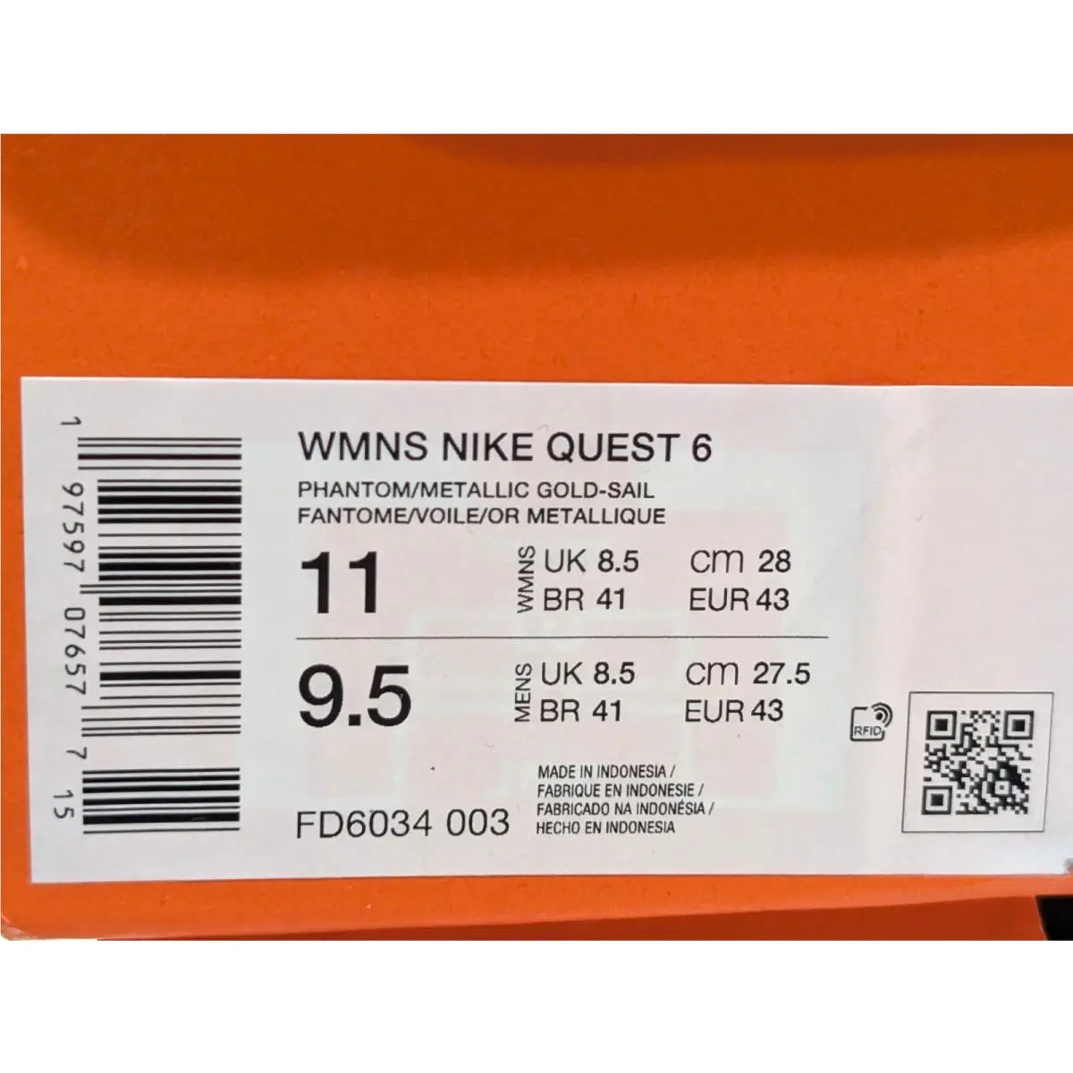 Nike shoes - Nike Quest 6 - Quest - FD6034-003 - Phantom/Gold/Sail 8