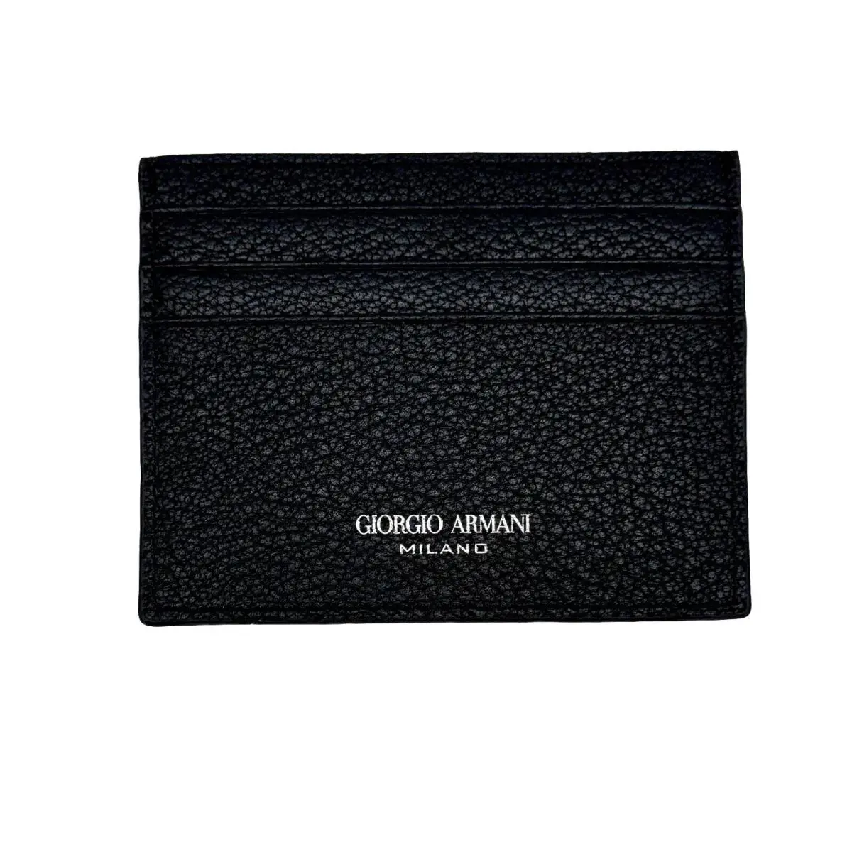 Giorgio Armani Leather Card Holder Wallet In Black