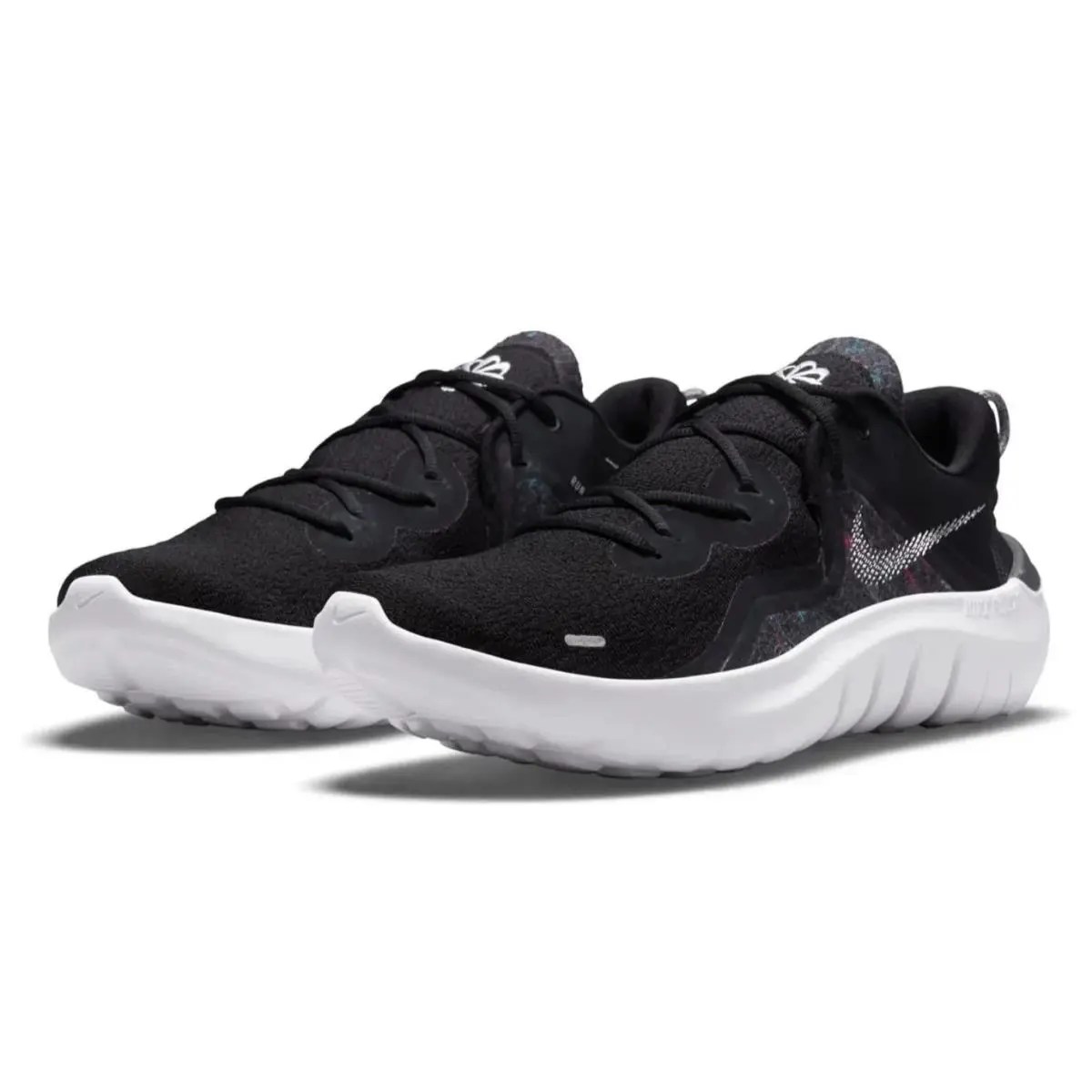 Nike Flex Run 2021 Men`s Black White Running Shoes CW3408-002 - Black/White-Dark Smoke Grey
