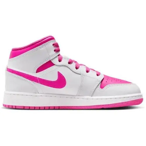 Big Kid`s Jordan 1 Mid Iris Whisper/fire Pink-white - Iris Whisper/Fire Pink-White