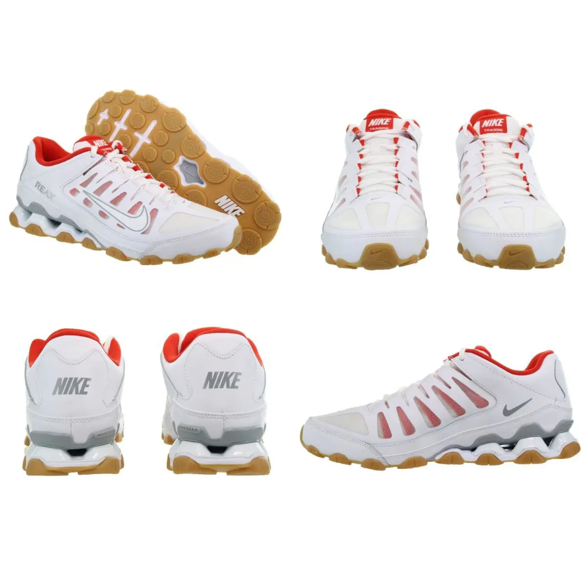 Nike Men`s Reax 8 TR White - Grey - Red Workout Shoes Multi Size - White, Wolf Grey, Chile Red
