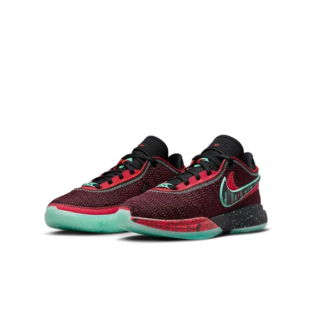 Nike Lebron 20 SE FB8974-600 Sneakers Kids Night Maroon Basketball Shoes HTAT70 - Red