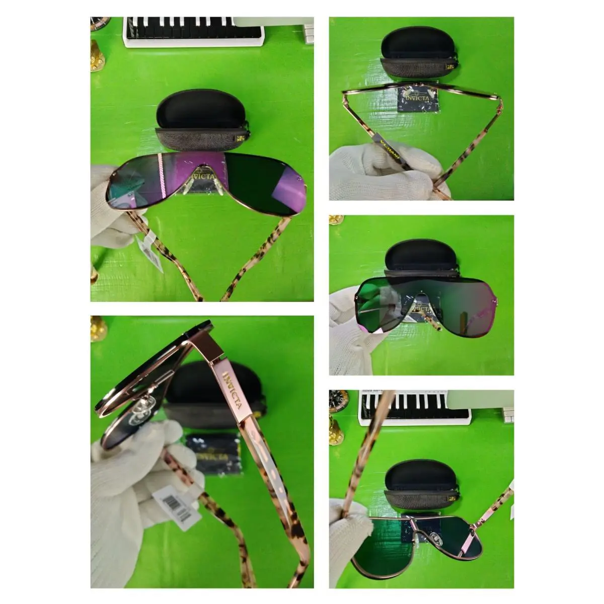Invicta Polarized Sunglasses IEW054-03 Pink Mirror Luxury SS Bold Skull Design