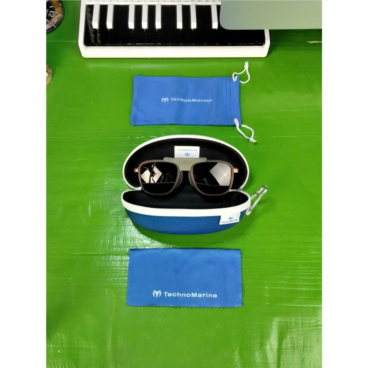 Technomarine Chill Polarized Sunglasses Silver Mirror Brnze Frme Army Green Trim