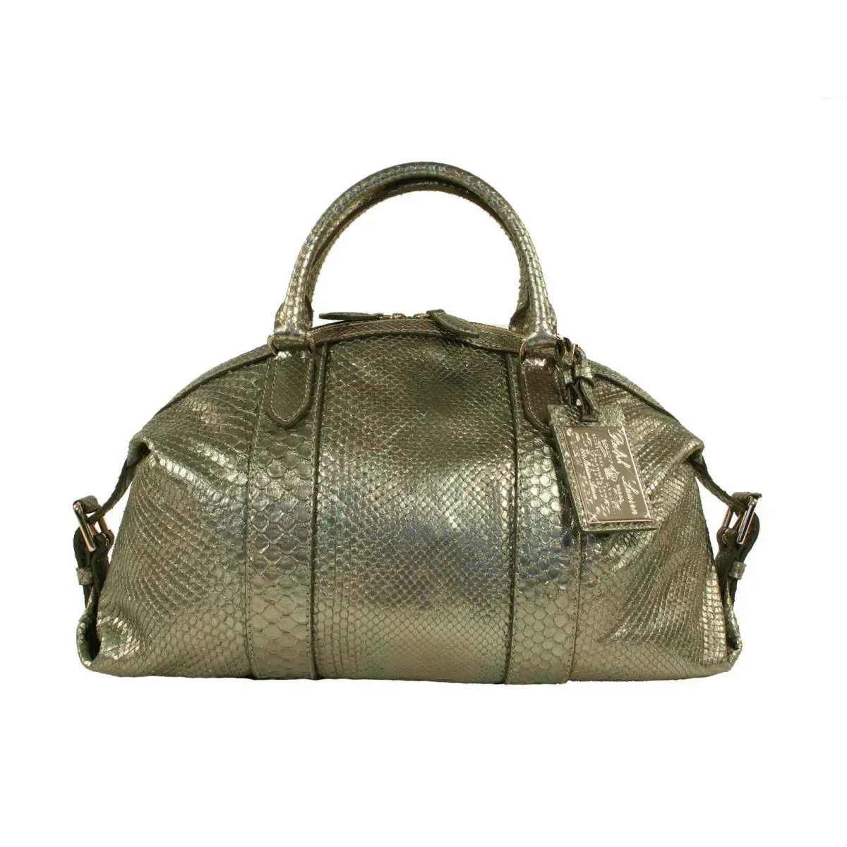 Ralph Lauren Purple Label Metallic Python Boston Bag Satchel