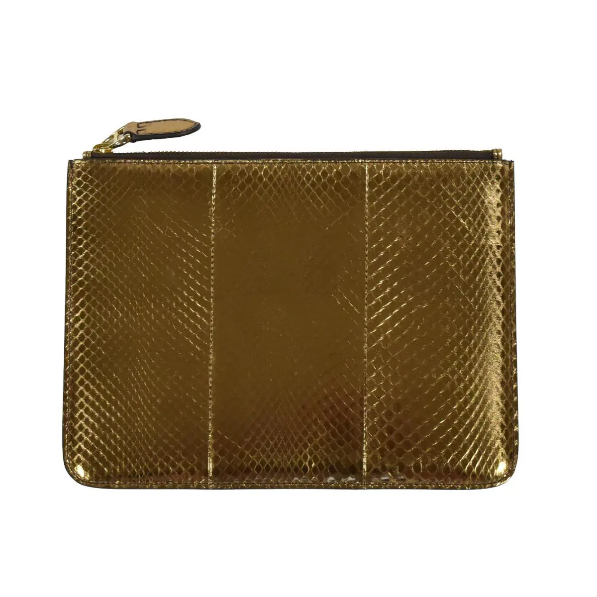 Ralph Lauren Purple Label Metallic Gold Leather Flat Pouch Clutch Bag