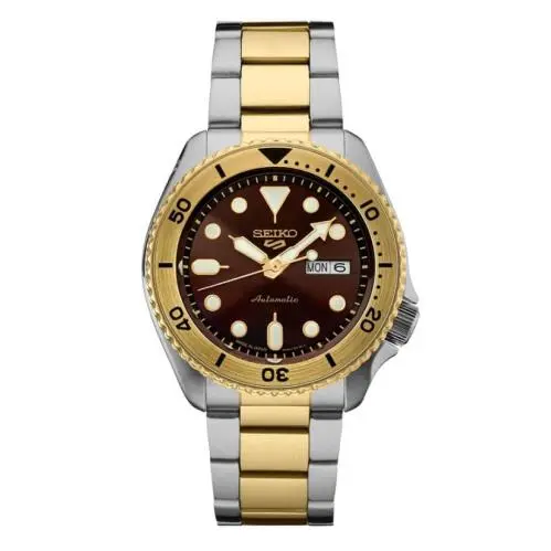 5 Sport Automatic Brown Dial Two-tone Stainless Steel Men’s Watch SRPK24 by Seiko