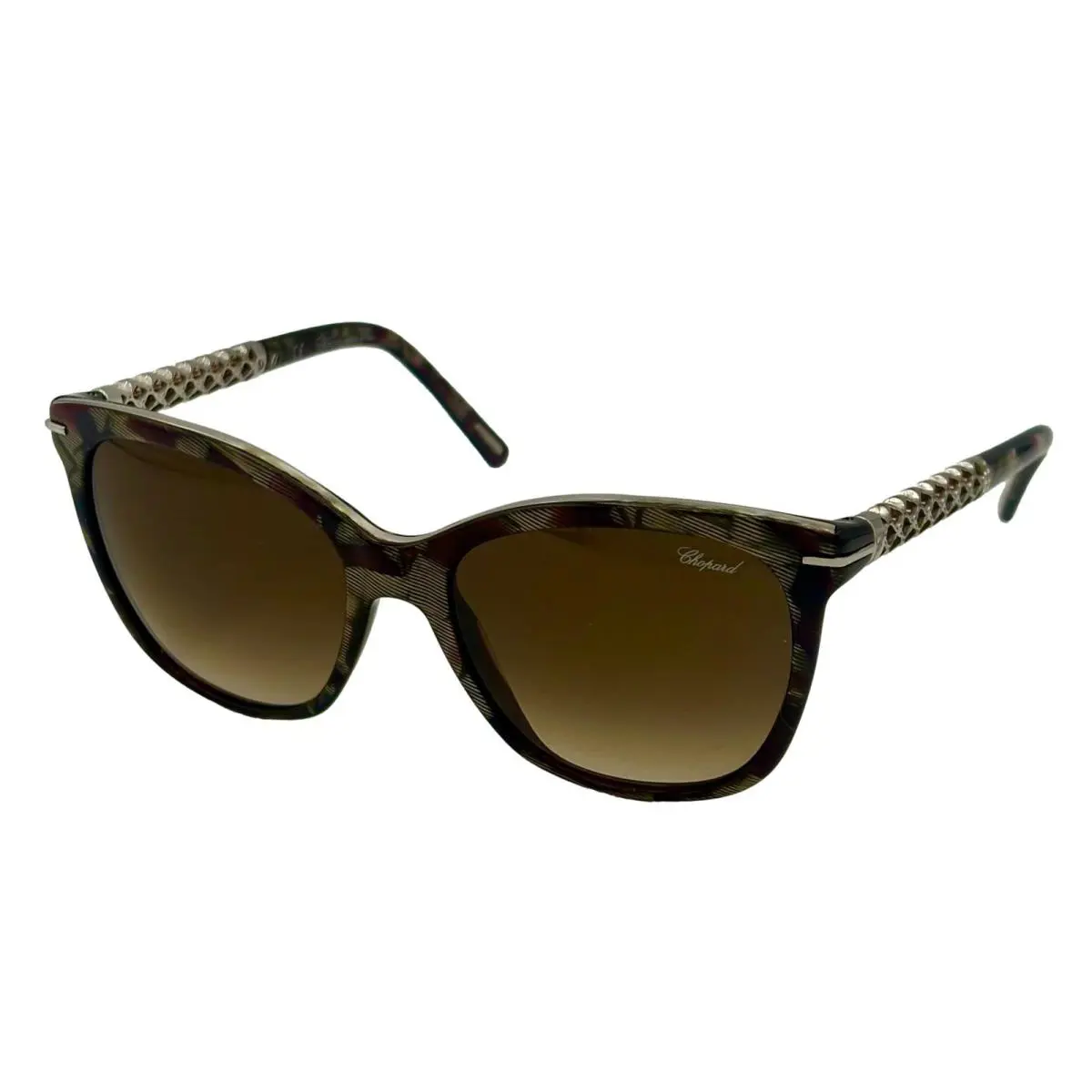 Chopard Women`s Grey Brown Multi Plastic Cat Eye Sunglass SCH207S 0VA9
