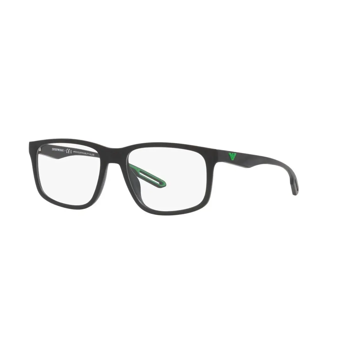 Emporio Armani Man Square Eyeglasses EA3209U 5001 Matte Black 54mm