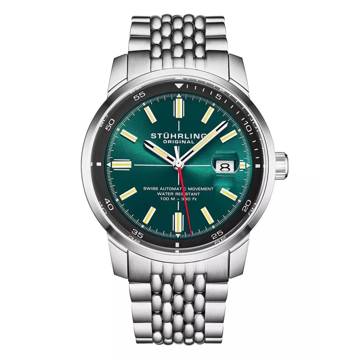 Stuhrling 1026 03 Swiss Automatic Date Stainless Steel Teal Dial Mens Watch by Stührling
