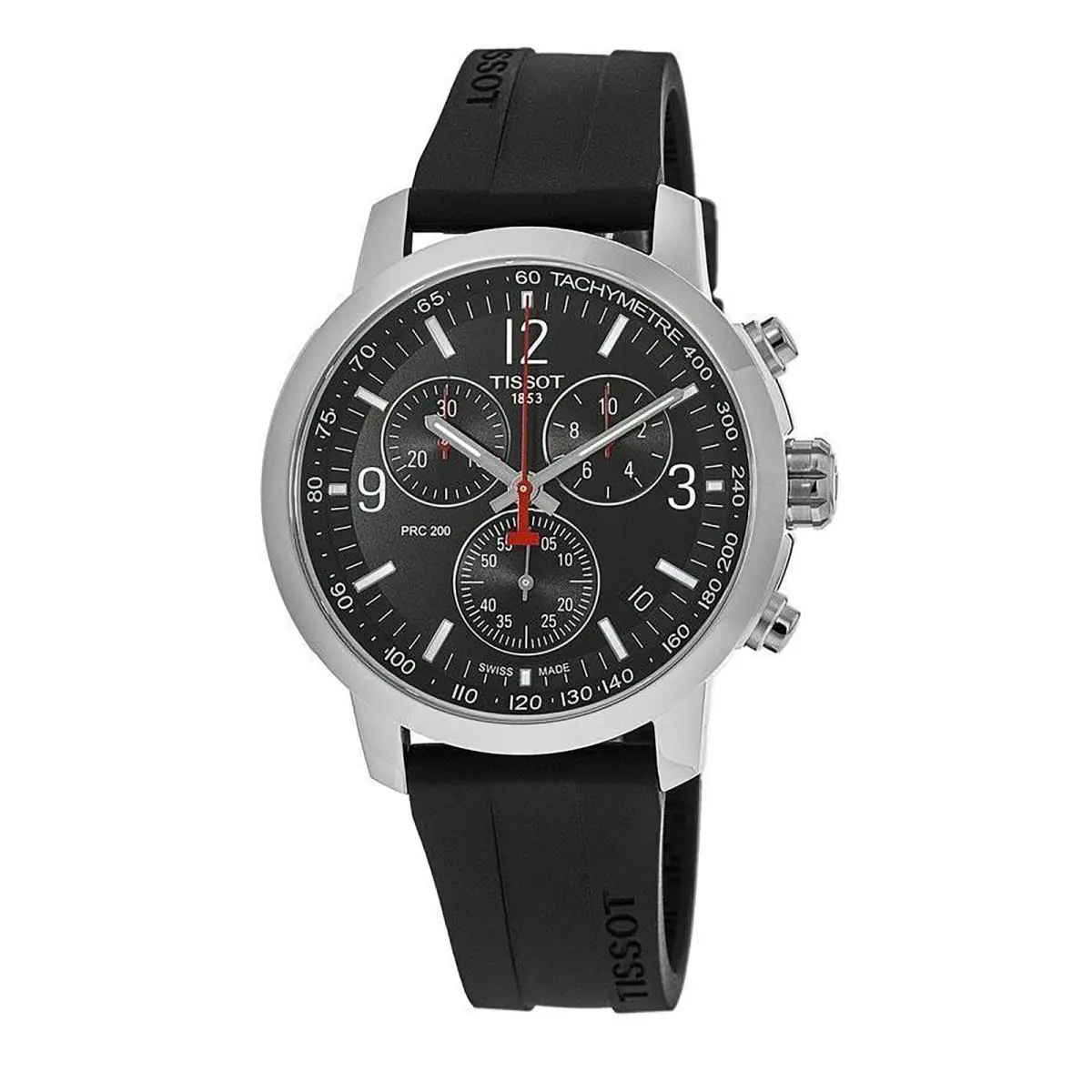 Tissot Prc 200 Chronograph Quartz Black Dial Men`s Watch T114.417.17.057.00 - Dial: Black, Band: Black, Bezel: Silver