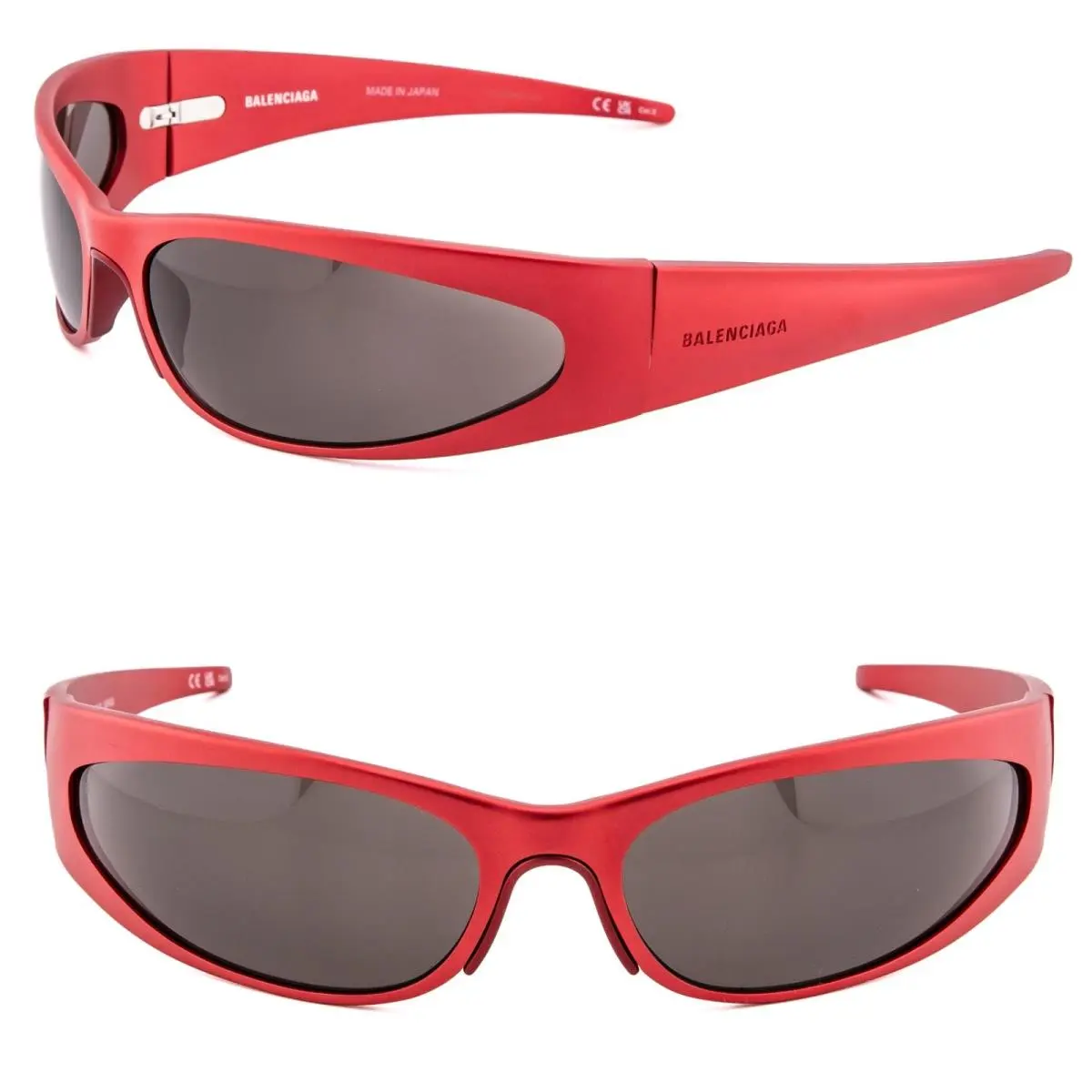 Balenciaga BB0290S Skin 0290 Red Aluminum Flex Metal Mask Wrap Sunglass 005