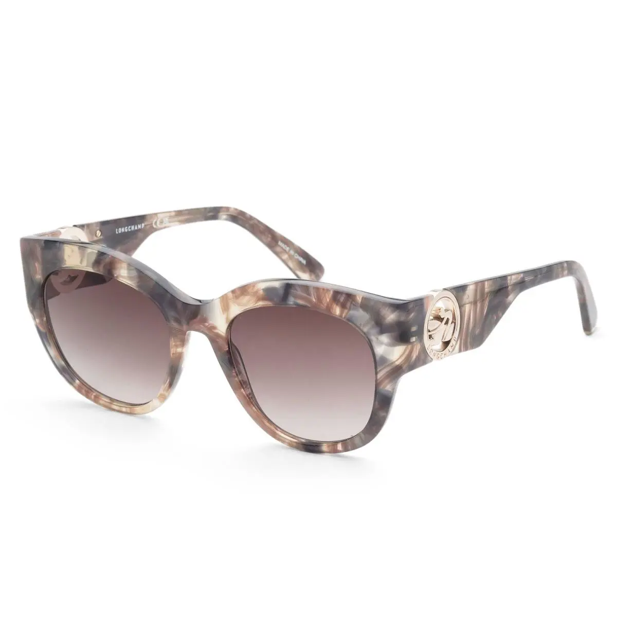 Women`s Fashion 52mm Marble Brown Beige Sunglasses LO740S-254 by Longchamp