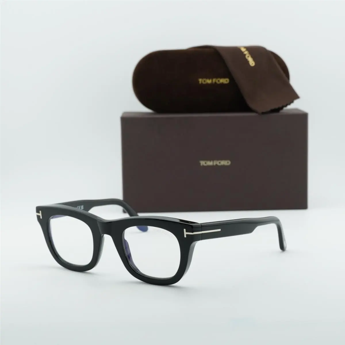 Tom Ford FT5872-B 001 Shiny Black/clear Blue Light Block 48mm Eyeglasses