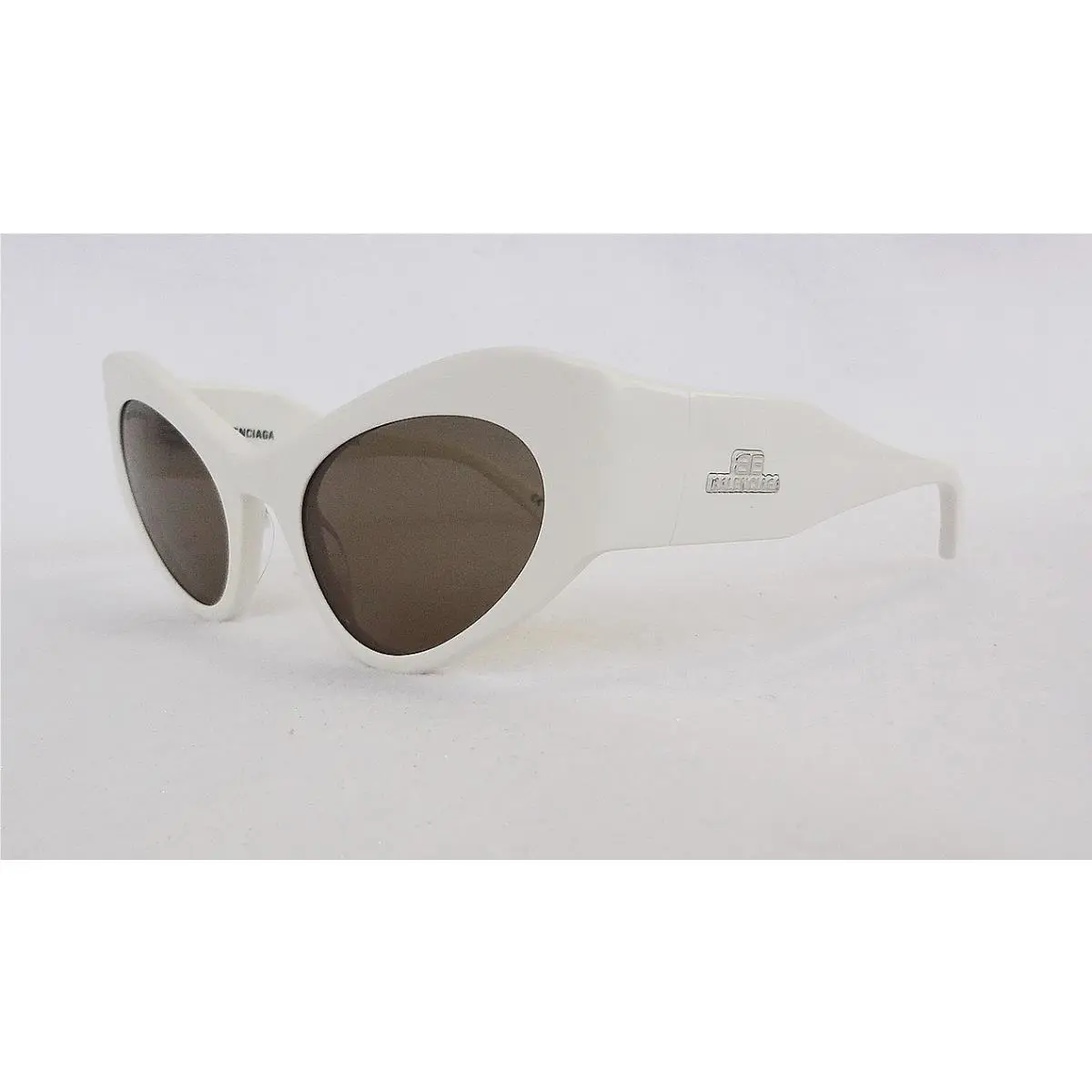 Balenciaga Woman Sunglasses Cat Eye Ivory BB0177S 005 Made IN Italy