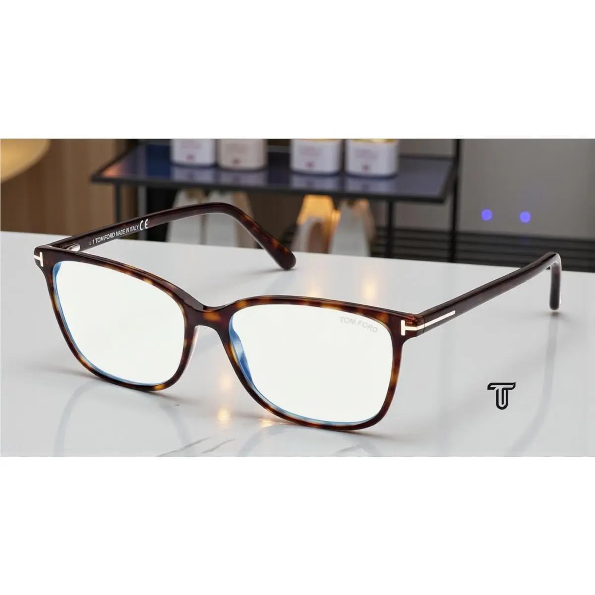 Tom Ford FT5842 B 052 Dark Havana Blue Block Lens 56 mm Women`s Eyeglasses
