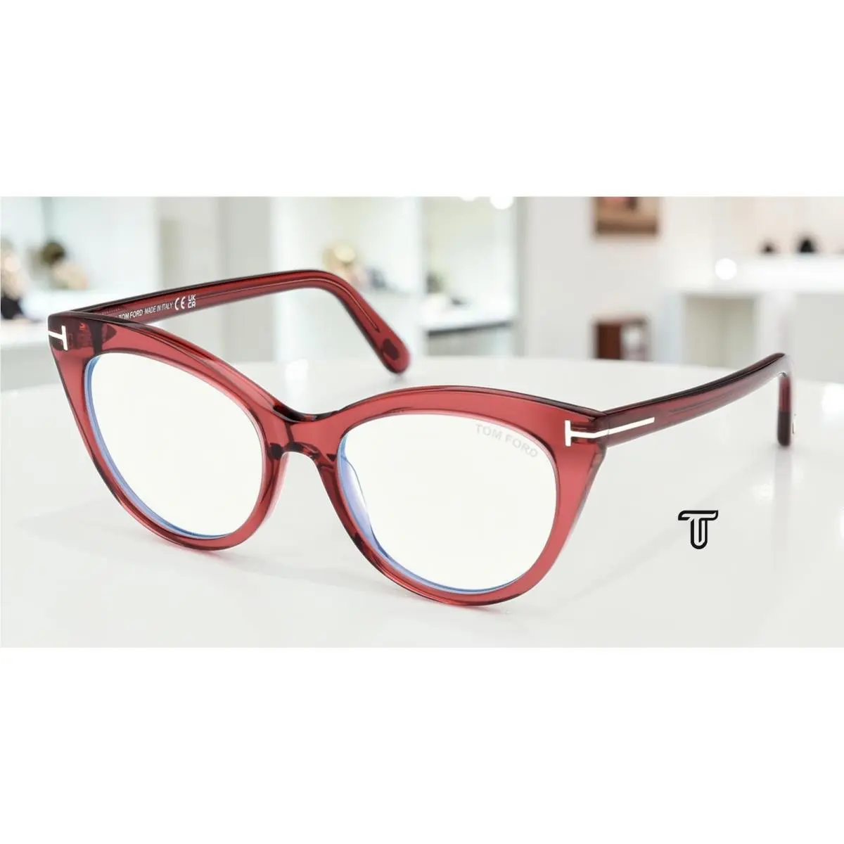 Tom Ford FT6091 B 069 BB Shiny Bordeaux 53 mm Women`s Eyeglasses