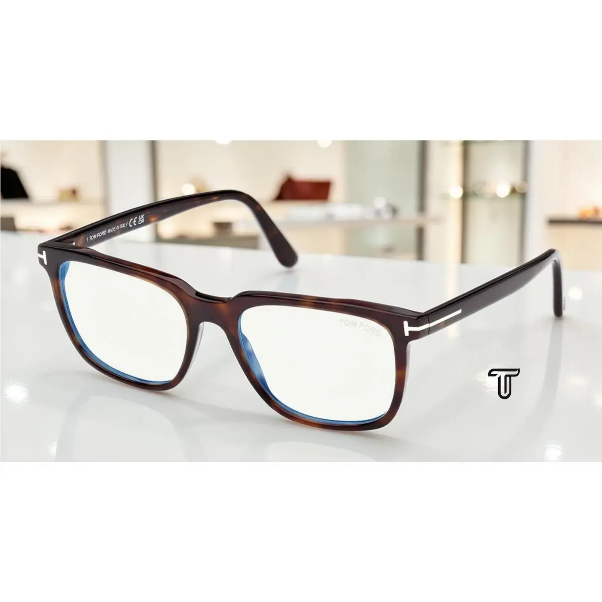 Tom Ford FT6080 B 052 BB Dark Havana 55 mm Men`s Eyeglasses