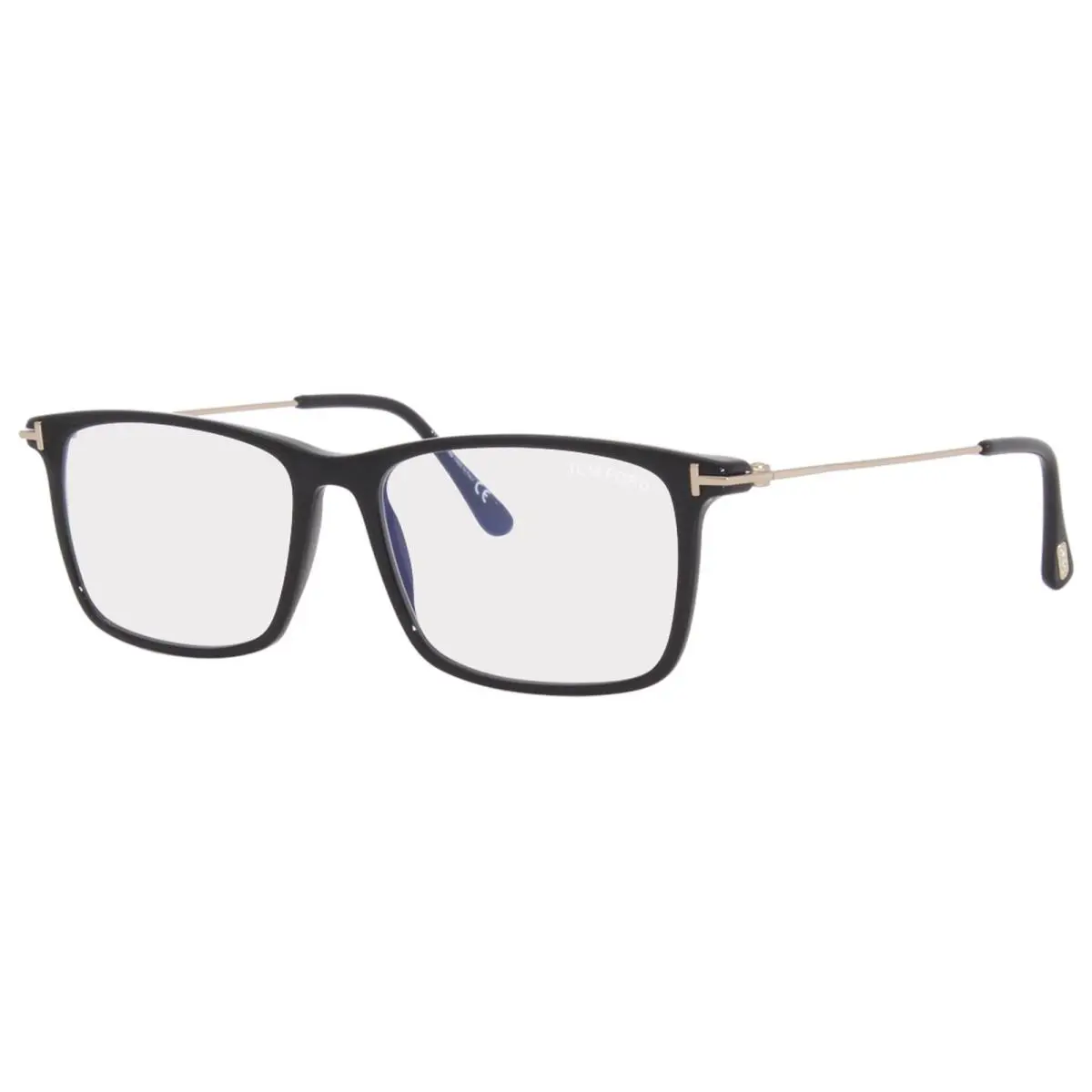 Tom Ford TF5758-B 001 Eyeglasses Men`s Shiny Black/blue Block Full Rim 56mm