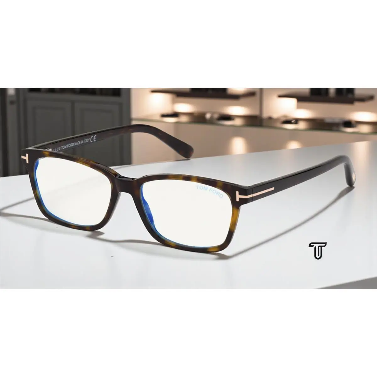 Tom Ford FT5713 B 052 Dk Havana Plastic Blue Block 53 mm Women`s Eyeglasses