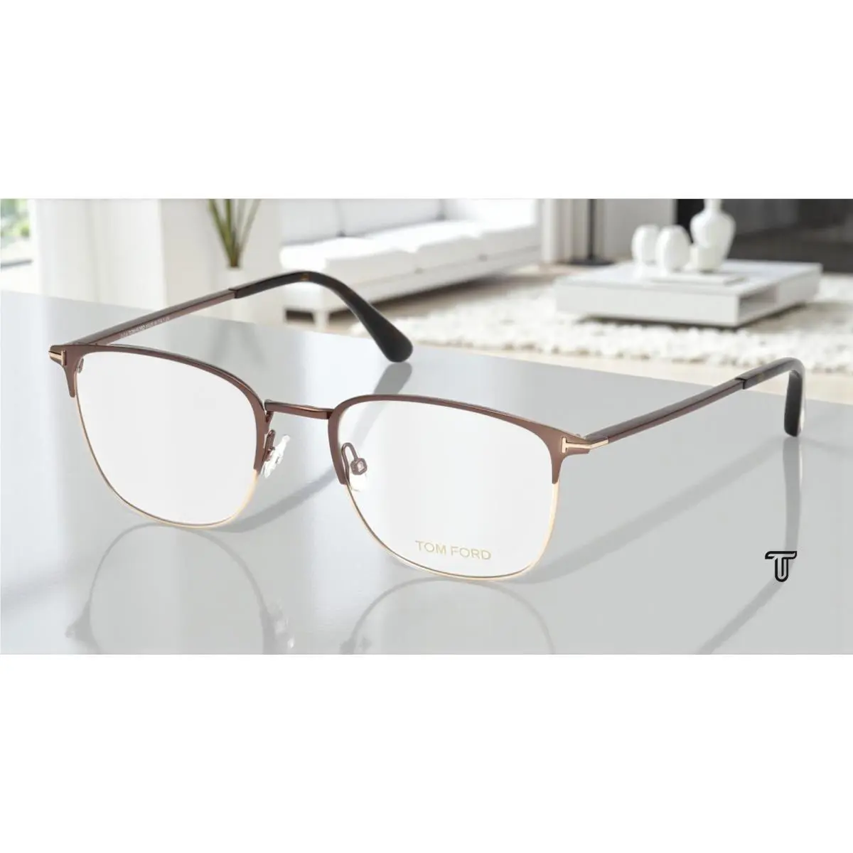 Tom Ford FT5453 049 Matte Dk Brown Clear Lens Metal 52 mm Men`s Eyeglasses