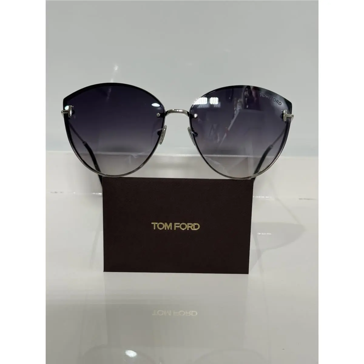 Tom Ford Evangeline TF1106 16C Oversized Silver Woman’s Gray Gradient Sunglasses