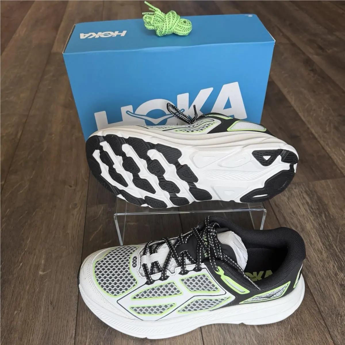 Hoka shoes - Hoka One One HOKA Clifton One9 - 1155370-BWHT - Black/White/Cyber Green (UPC: 0197634736433) 1