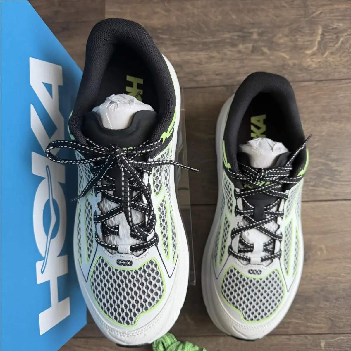 Hoka shoes - Hoka One One HOKA Clifton One9 - 1155370-BWHT - Black/White/Cyber Green (UPC: 0197634736433) 4