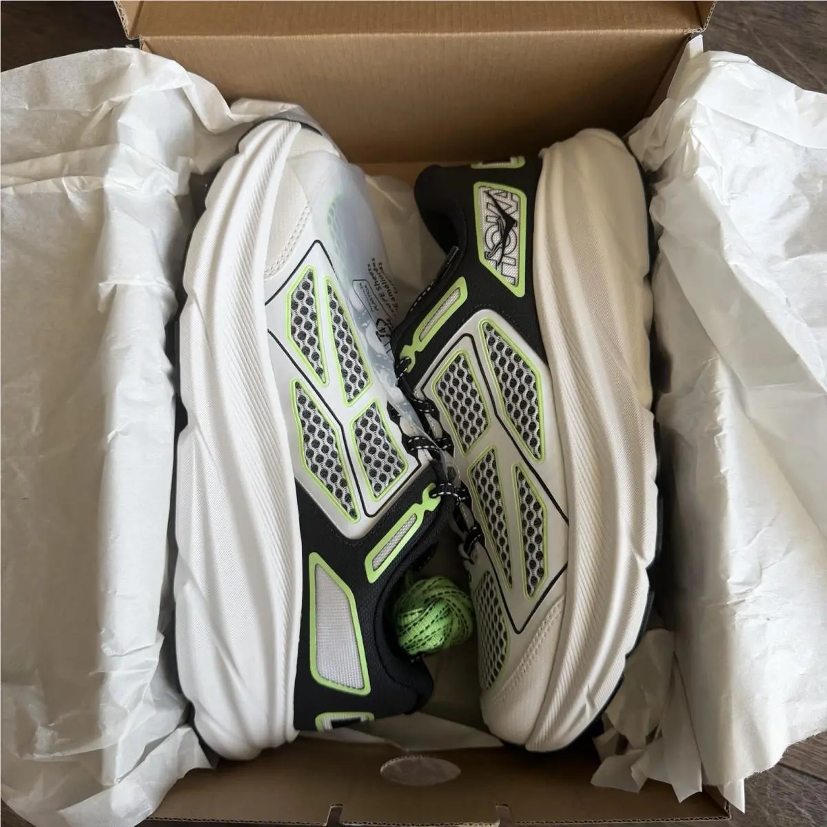 Hoka shoes - Hoka One One HOKA Clifton One9 - 1155370-BWHT - Black/White/Cyber Green (UPC: 0197634736433) 5
