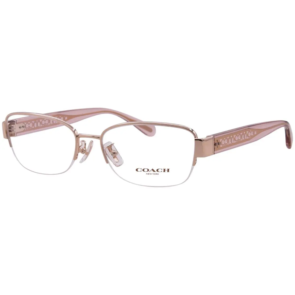 HC5168 9331 Eyeglasses Women`s Shiny Rose Gold Semi Rim Rectangle 53mm by Coach