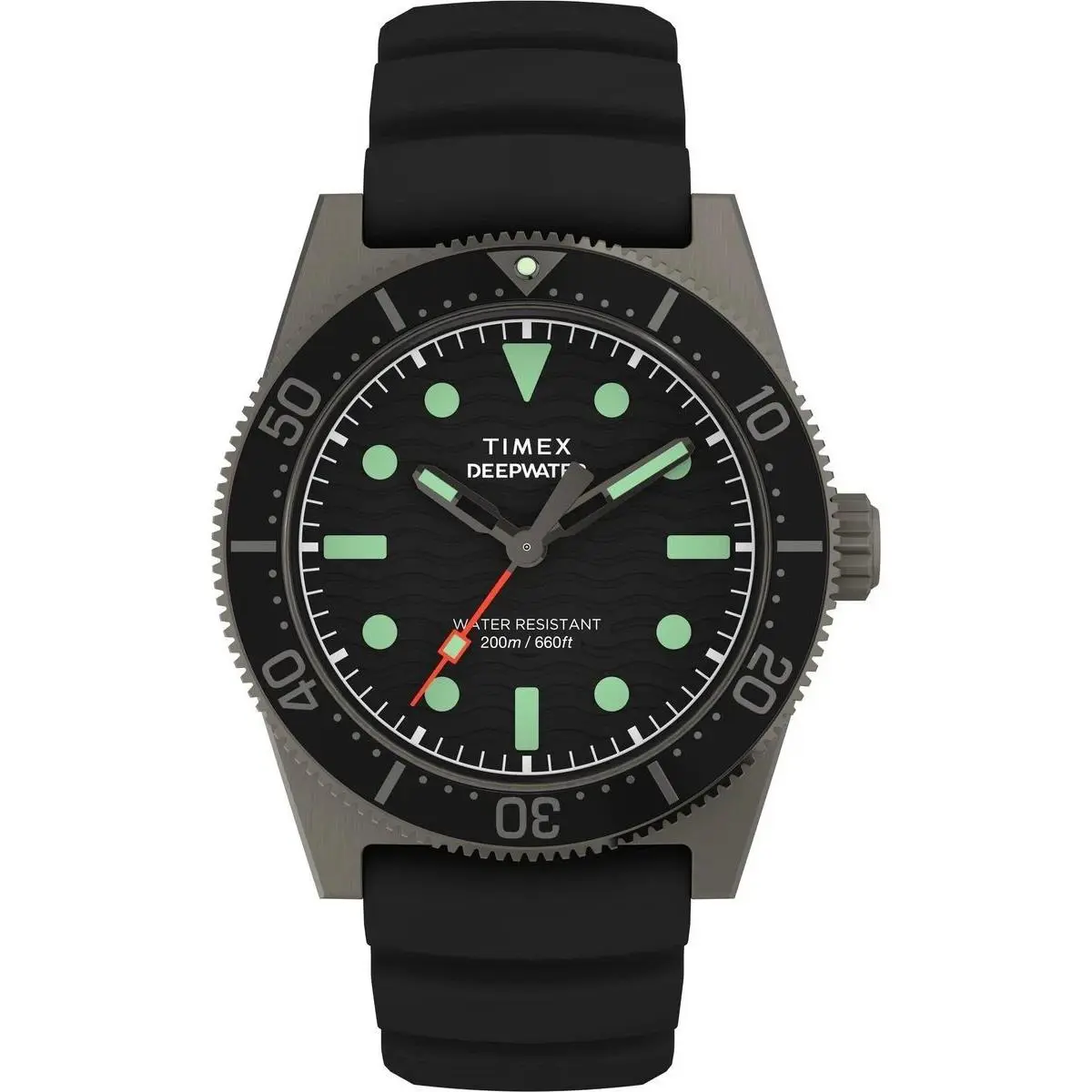 Deepwater Reef 200M 41mm Black Rubber Strap Watch TW2W74700 by Timex