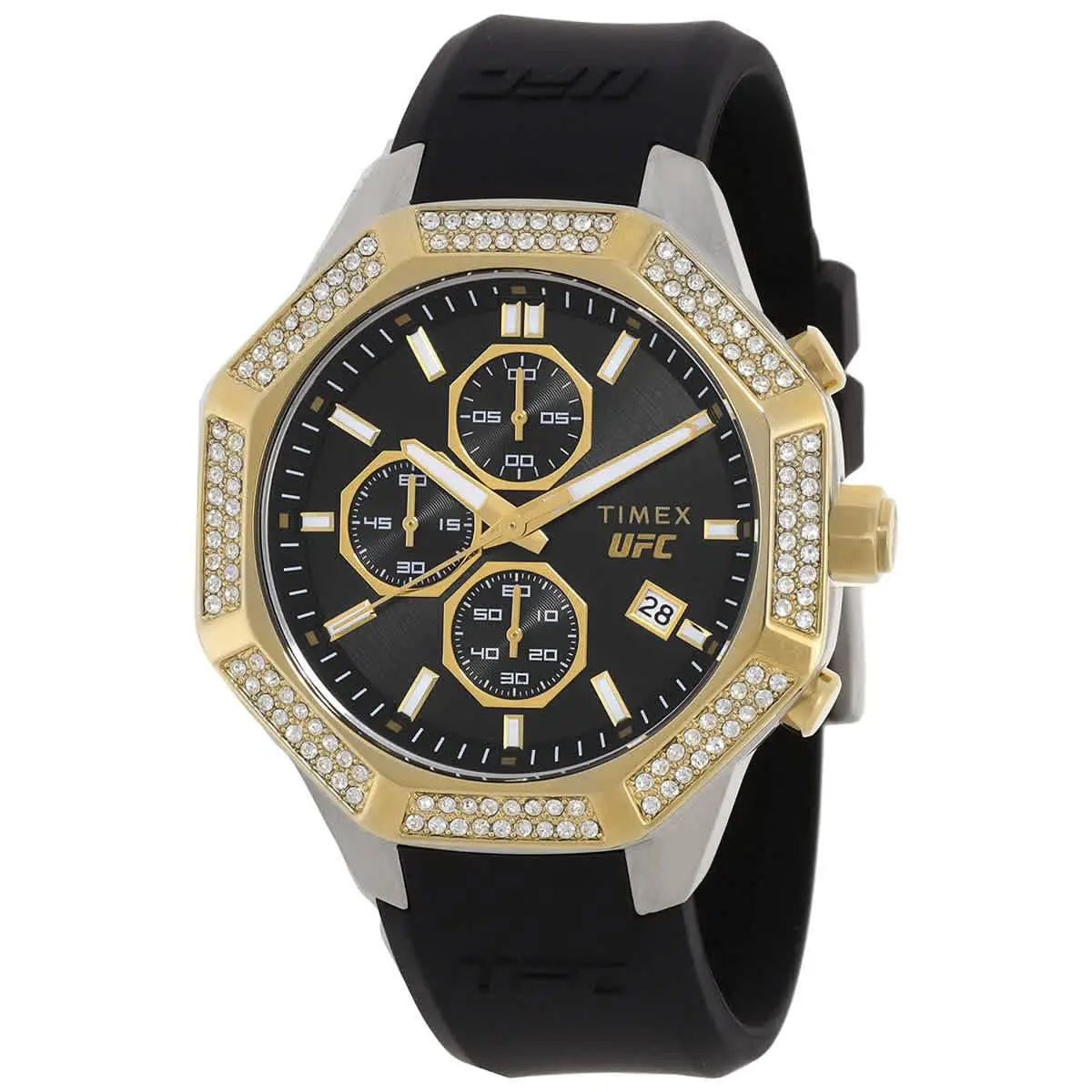 Timex Men`s Watch Ufc King Chronograph Black Dial Silicone Strap TW2V99200JR