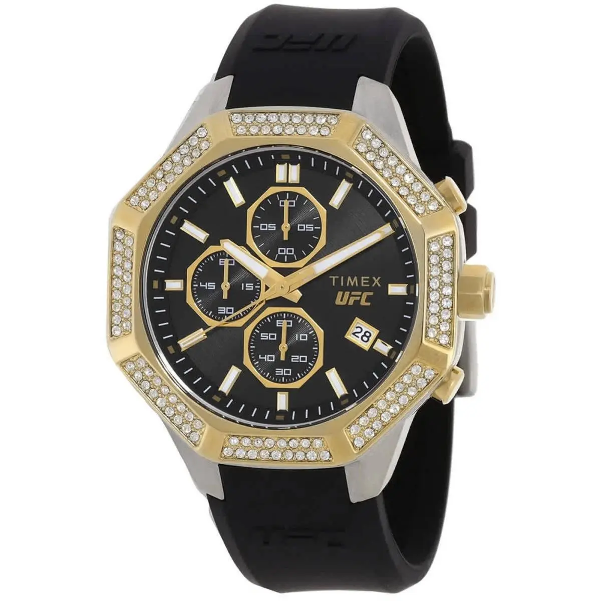 Timex Men`s Watch Ufc King Chronograph Black Dial Silicone Strap TW2V99200JR